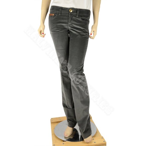 GUCCI PANTS JEANS CORDUROY GRAY VELVET LOGO DETAIL 38 US 2 - Picture 1 of 8